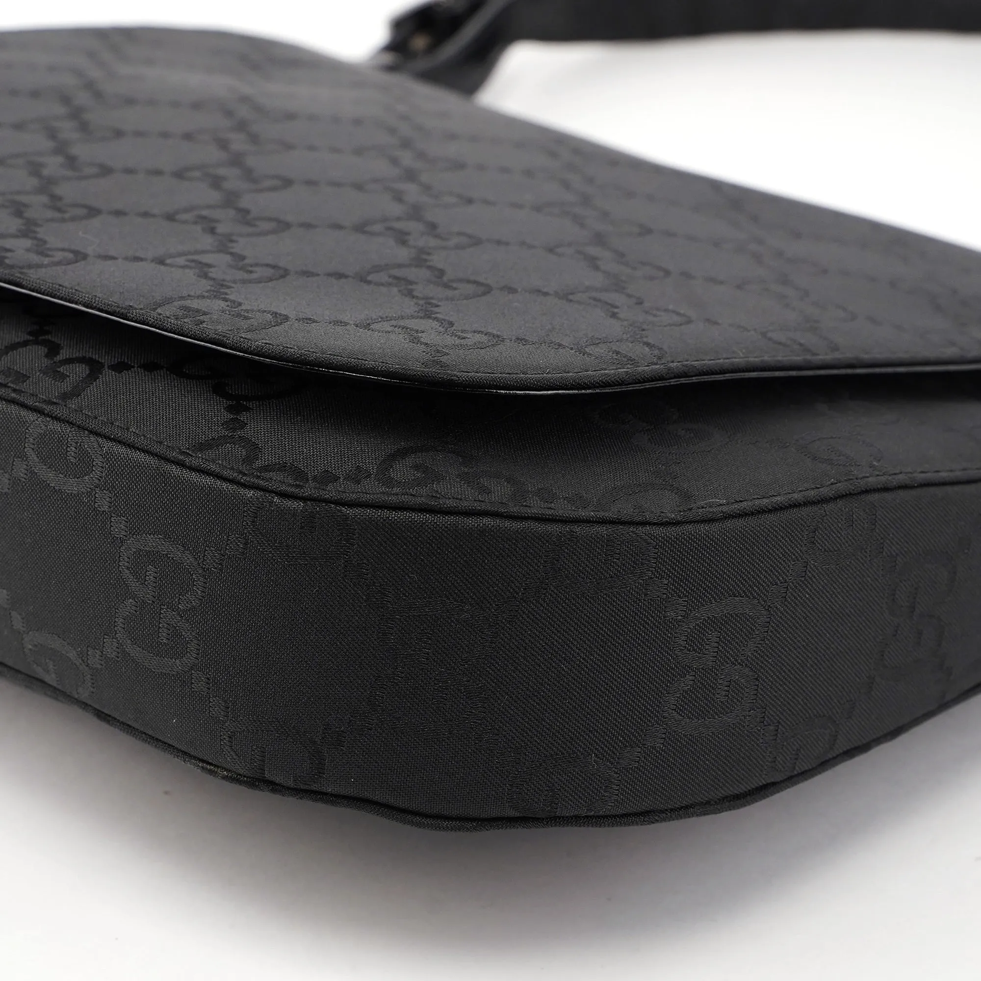001 3195 Black GG Flap Hobo Shoulder Bag