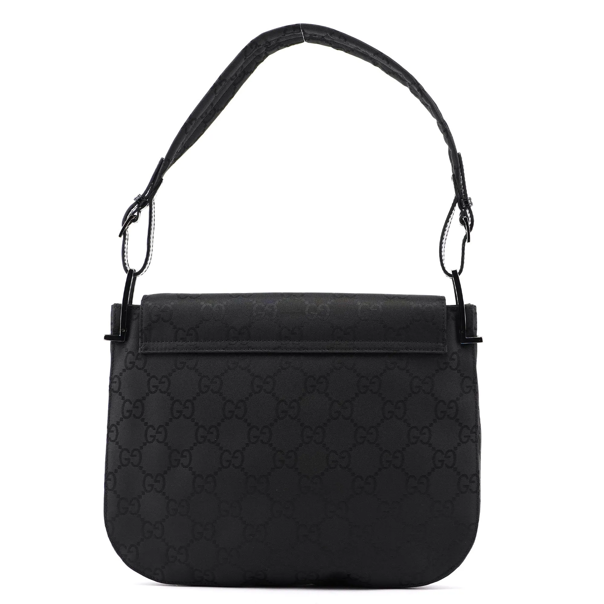 001 3195 Black GG Flap Hobo Shoulder Bag