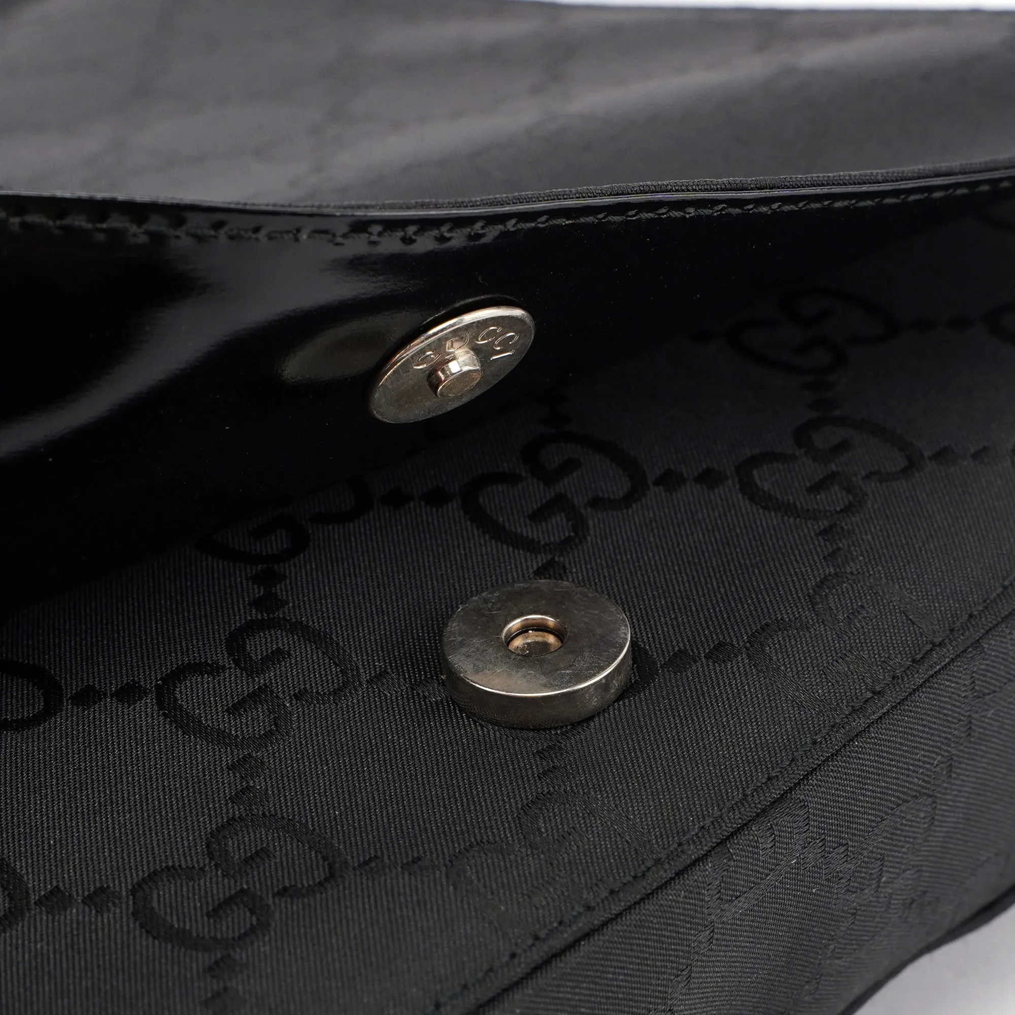 001 3195 Black GG Flap Hobo Shoulder Bag