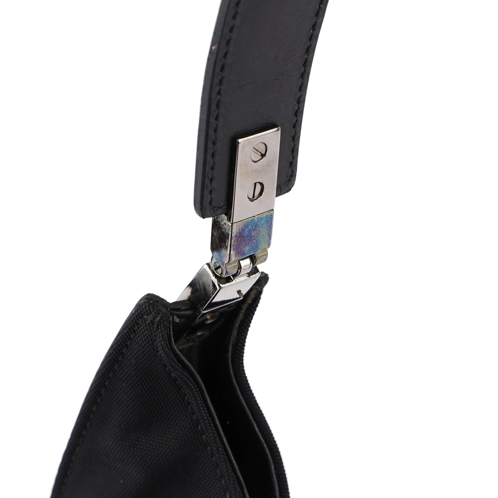 001 3767 Black Canvas Hobo Shoulder Bag