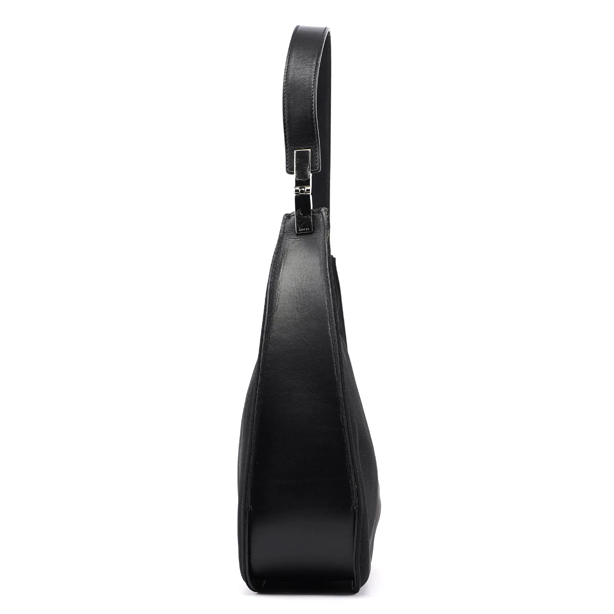 001 3767 Black Canvas Hobo Shoulder Bag