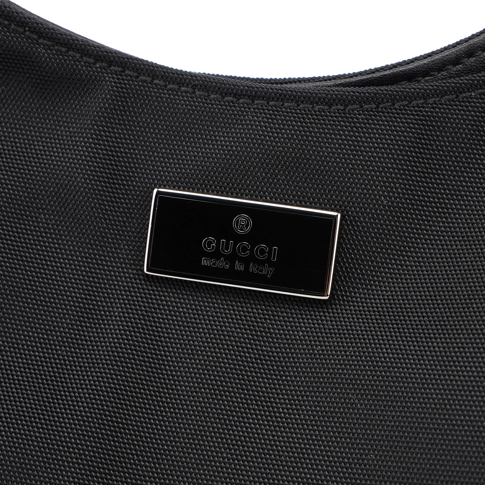 001 3767 Black Canvas Hobo Shoulder Bag