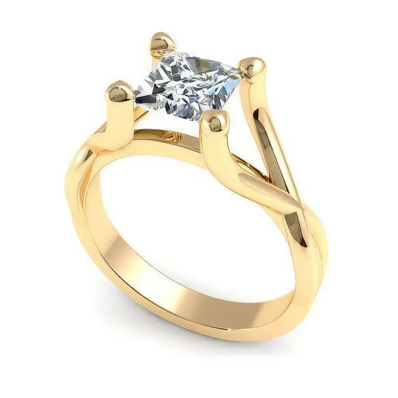 0.35-1.50 CT Princess Cut Diamonds - Solitaire Ring