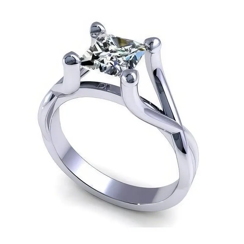 0.35-1.50 CT Princess Cut Diamonds - Solitaire Ring