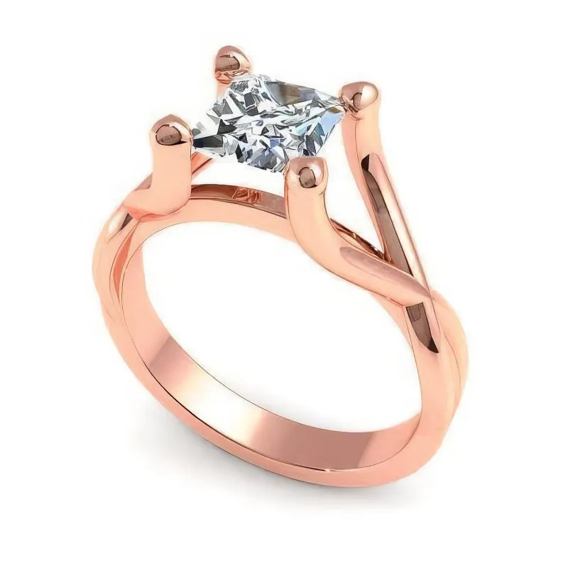 0.35-1.50 CT Princess Cut Diamonds - Solitaire Ring