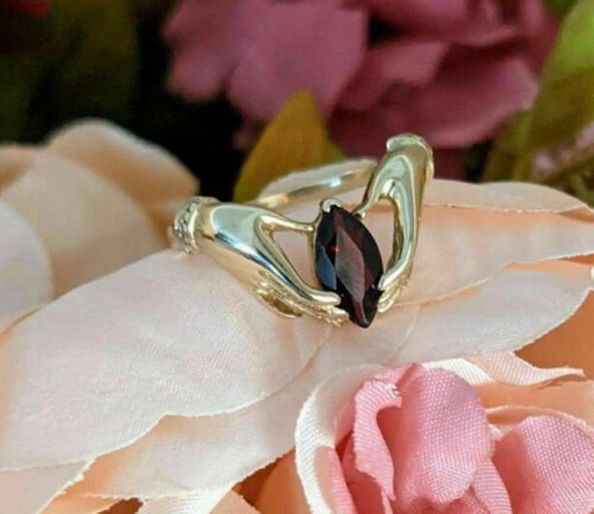 1 CT Garnet Diamond Marquise Cut Ring For Women's
