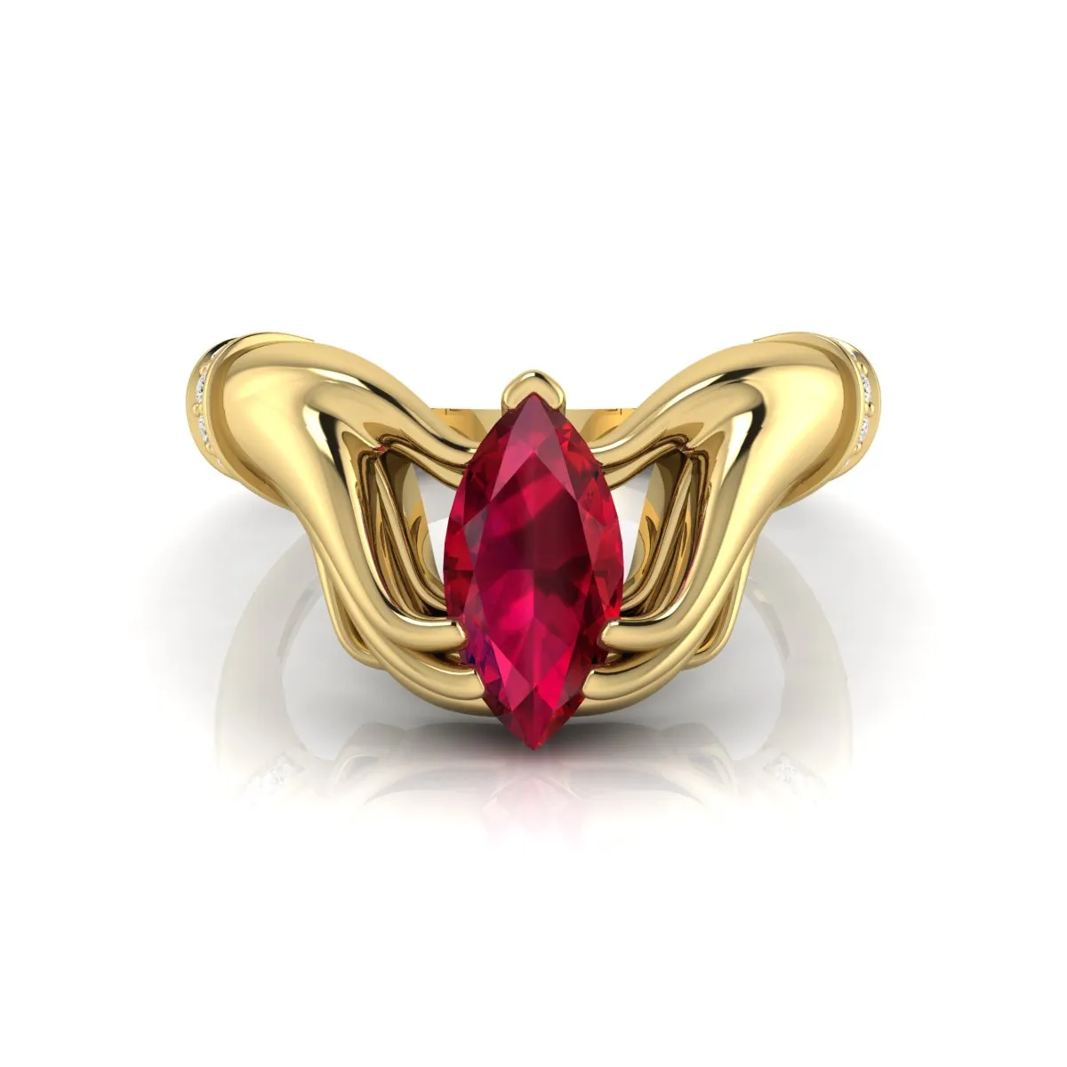 1 CT Garnet Diamond Marquise Cut Ring For Women's