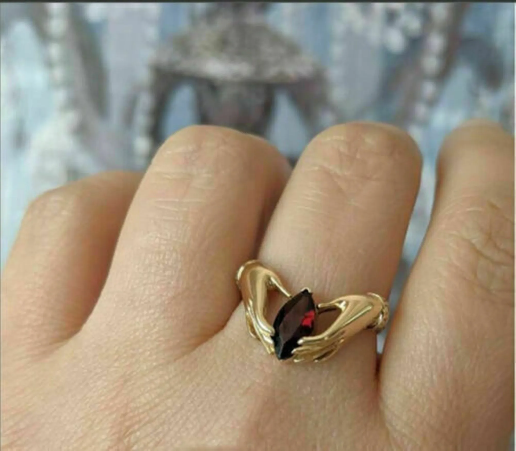 1 CT Garnet Diamond Marquise Cut Ring For Women's