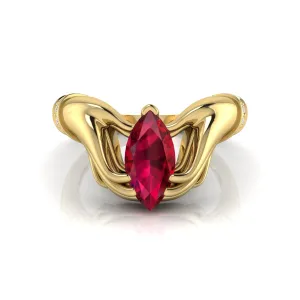 1 CT Garnet Diamond Marquise Cut Ring For Women's