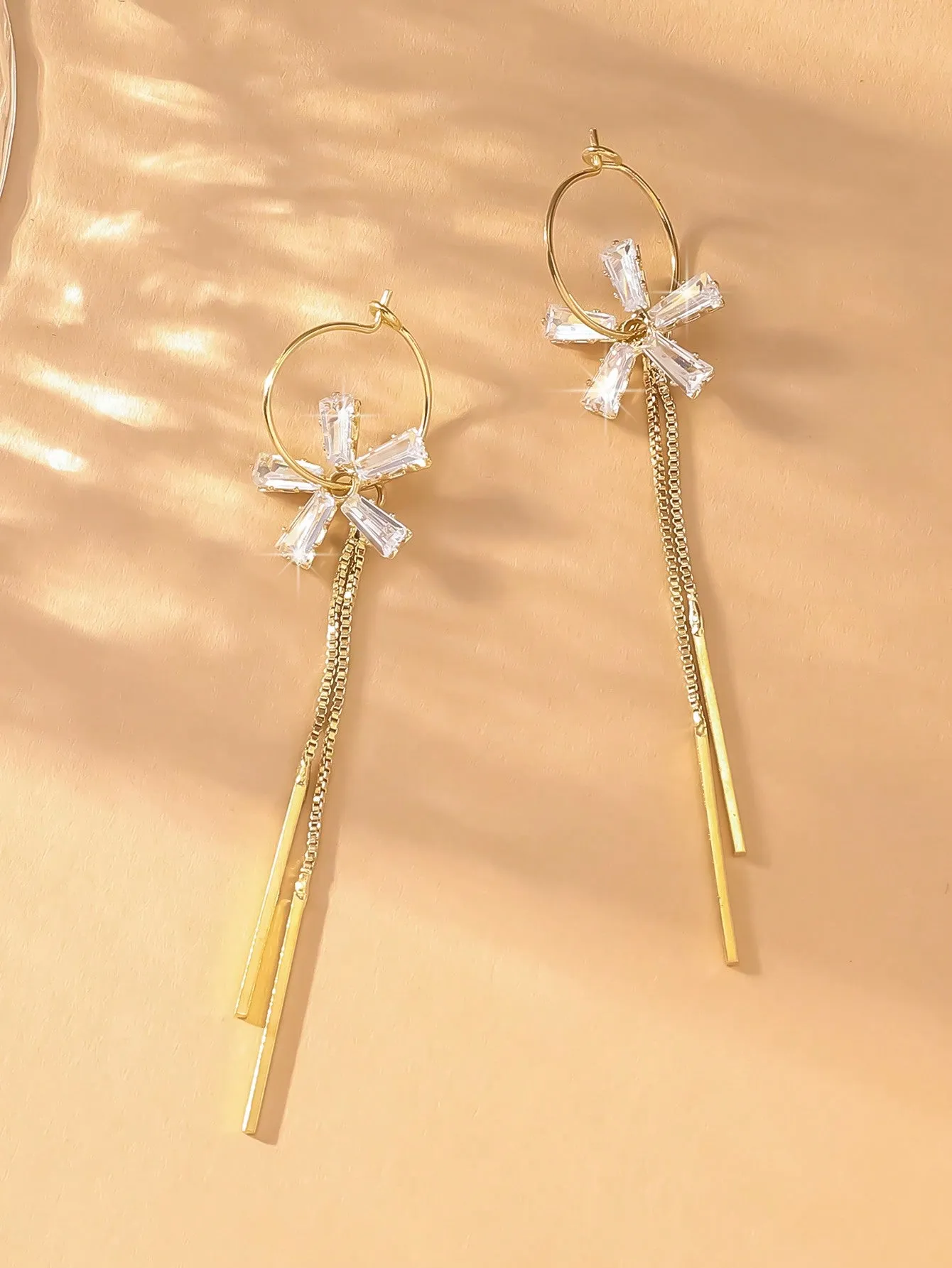 1 Pair European & American Style Diamond Flower Tassel Delicate Elegant Lady Earrings, Suitable For Everyday Wear,Gatherings, Valentine's Day, Dating, Music Festivals, And Decorative Gift