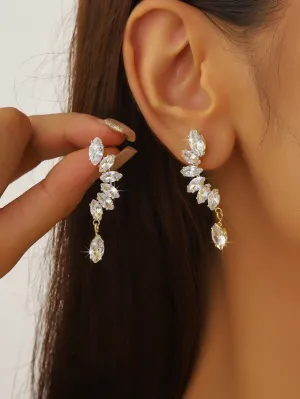 1 Pair Fashionable Zirconia Hoop Earrings, Elegant And Versatile, Suitable For Women, Suitable For Daily Wear, Parties, Valentine's Day, Dates, Music Festivals, And As Decorative Gifts