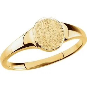10K Yellow 7x6 mm Oval Signet Ring Size 6