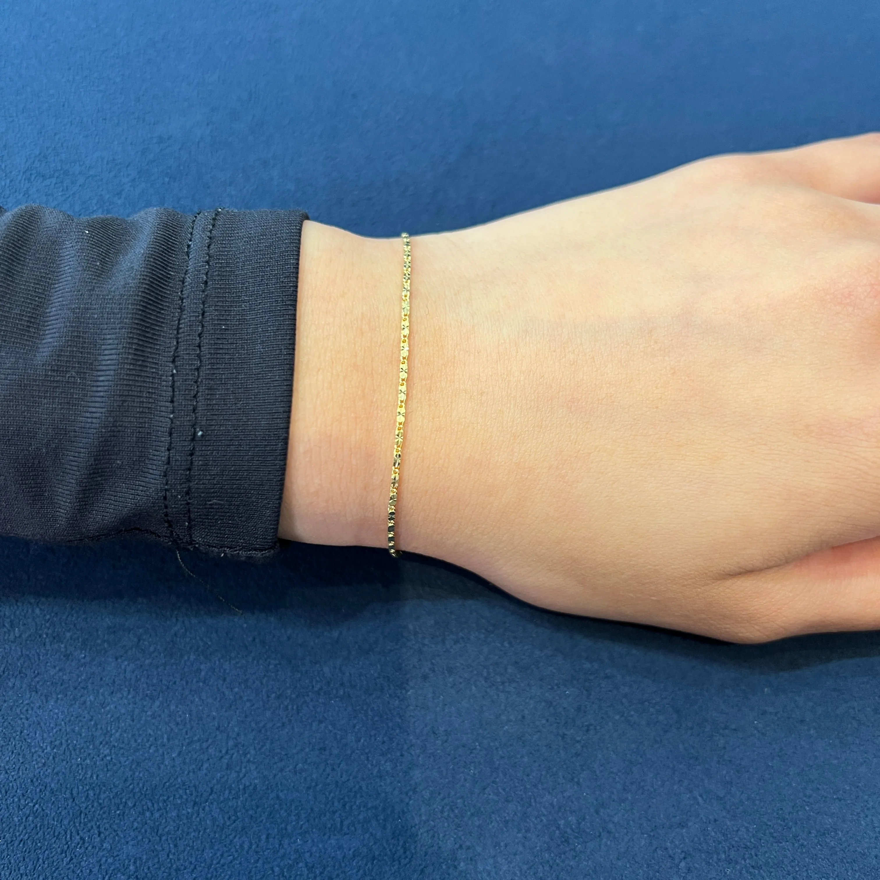 10K Yellow Gold (1.0mm) Star Chain Bracelet 7.5"