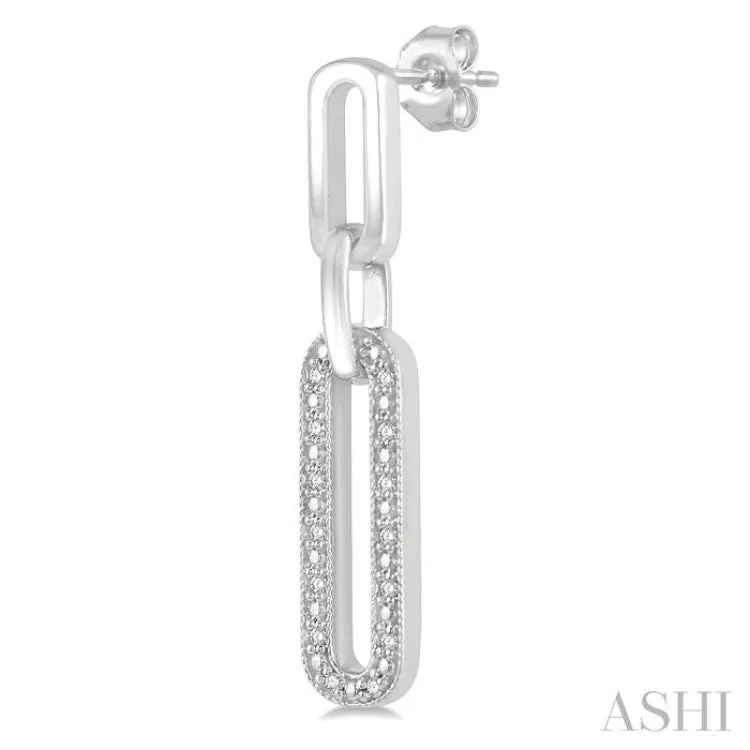 1/10 ctw Round Cut Diamond Paperclip Earring in Sterling Silver