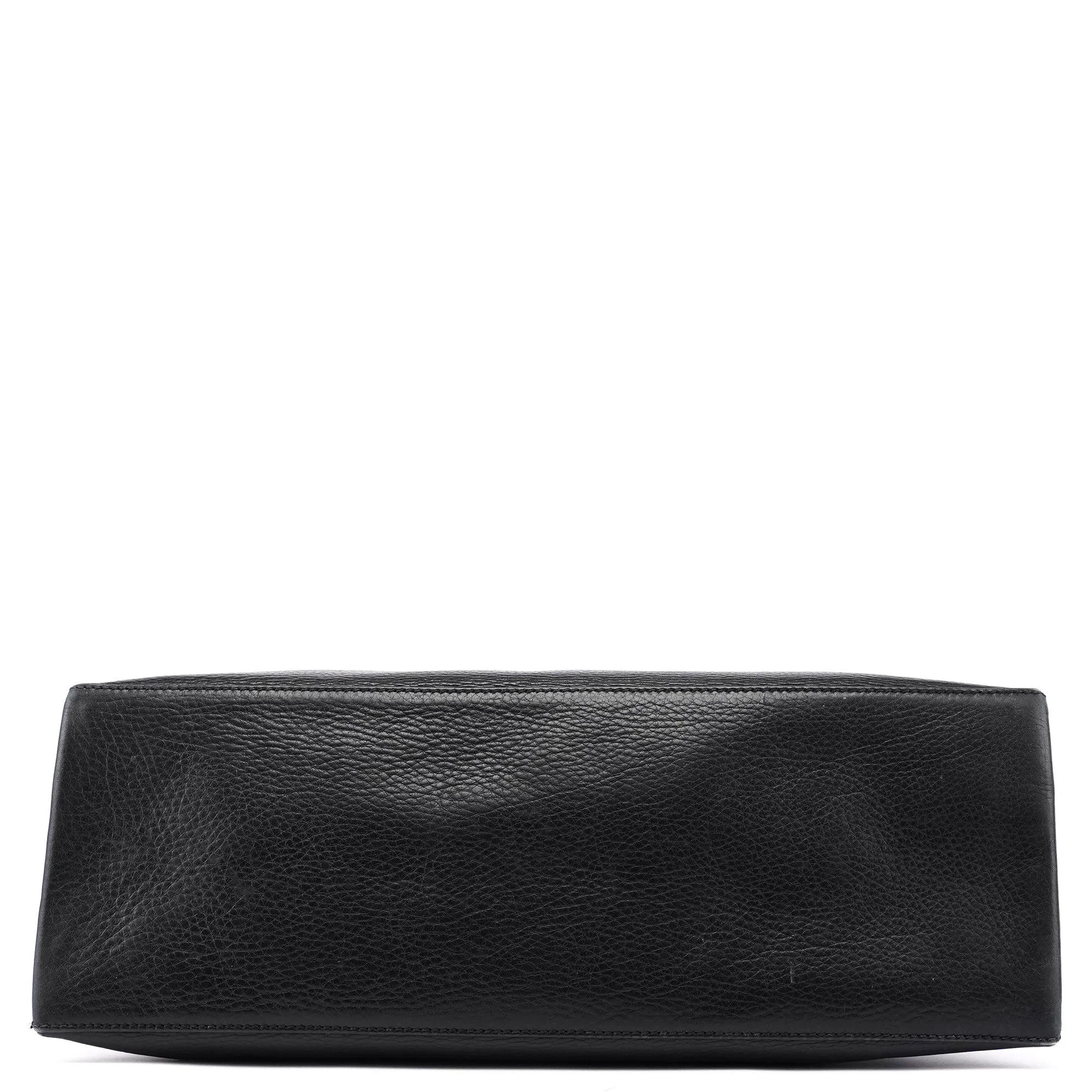 110177 Black Calfskin Knot Handle Bag