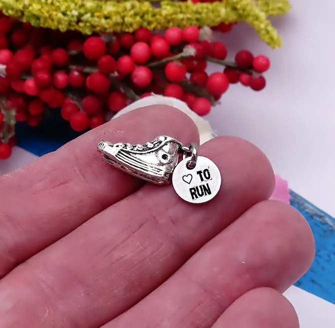 12 pc Shoe charm, love to run charm, shoe, shoe charm, sneaker, Charms, wholesale charm, alloy box 6 charms