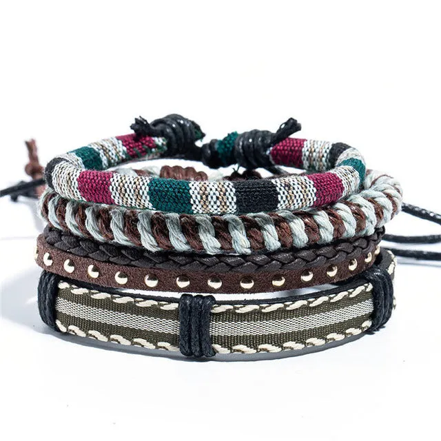 12 Style Metal Leather Bracelets Men Jewelry Vintage Classic Retro Plant Charm Bracelet Bangles Homme Male Jewellry 20.5CM