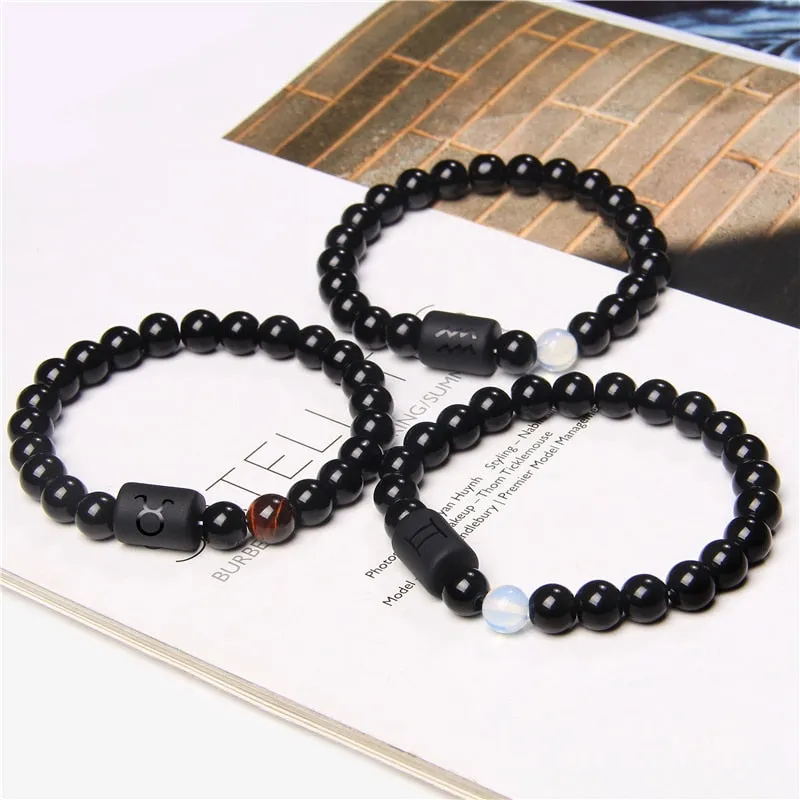 12 Zodiac Signs Couples Bracelet Natural Stone