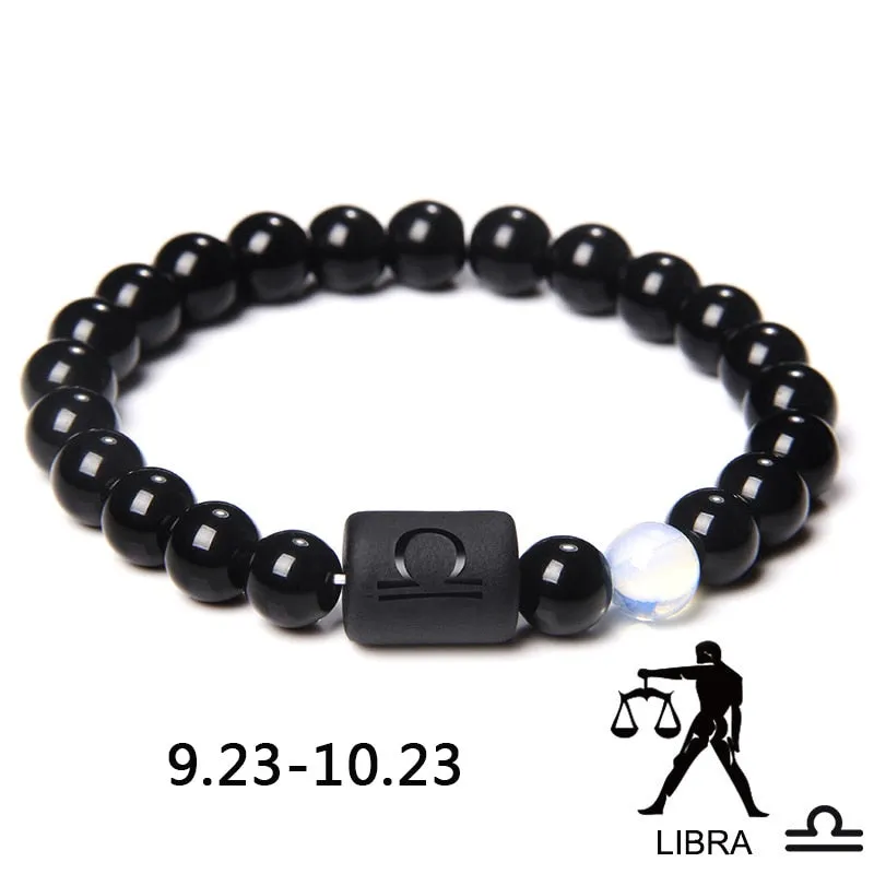 12 Zodiac Signs Couples Bracelet Natural Stone