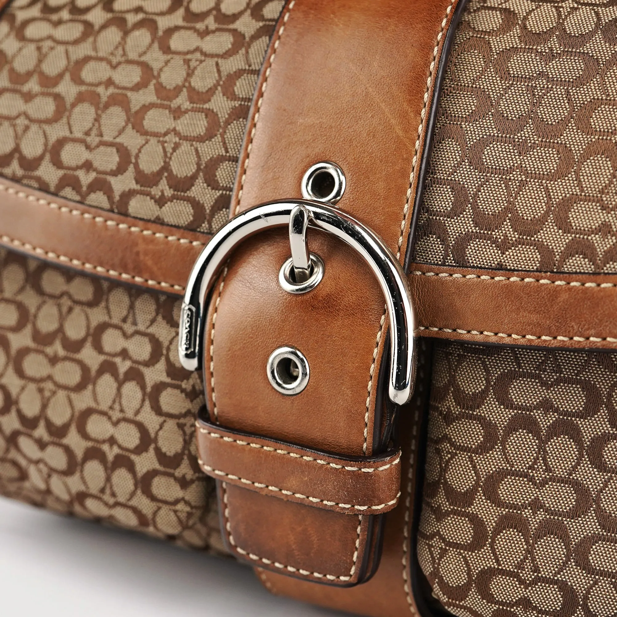 1444 Beige Signature C Soho Shoulder Bag