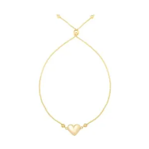 14k Gold Adjustable Heart Bolo Bracelet