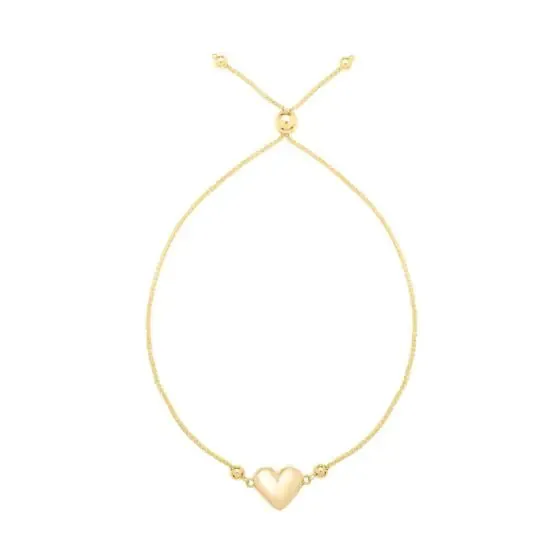 14k Gold Adjustable Heart Bolo Bracelet