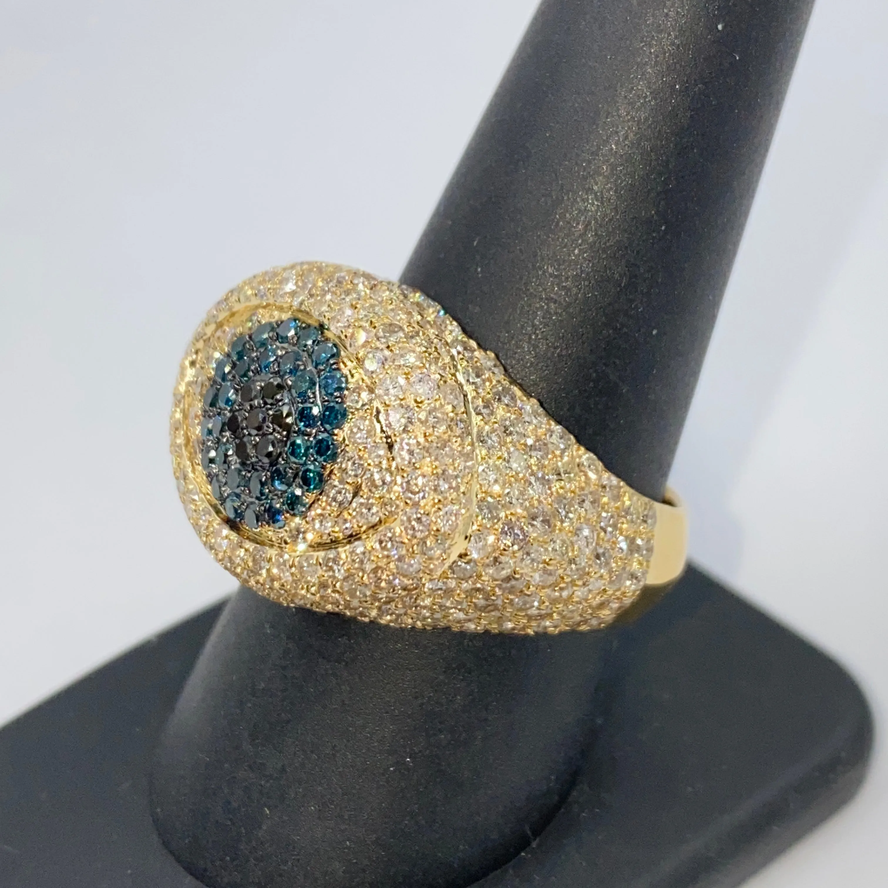 14K Iced Evil Eye Diamond Ring