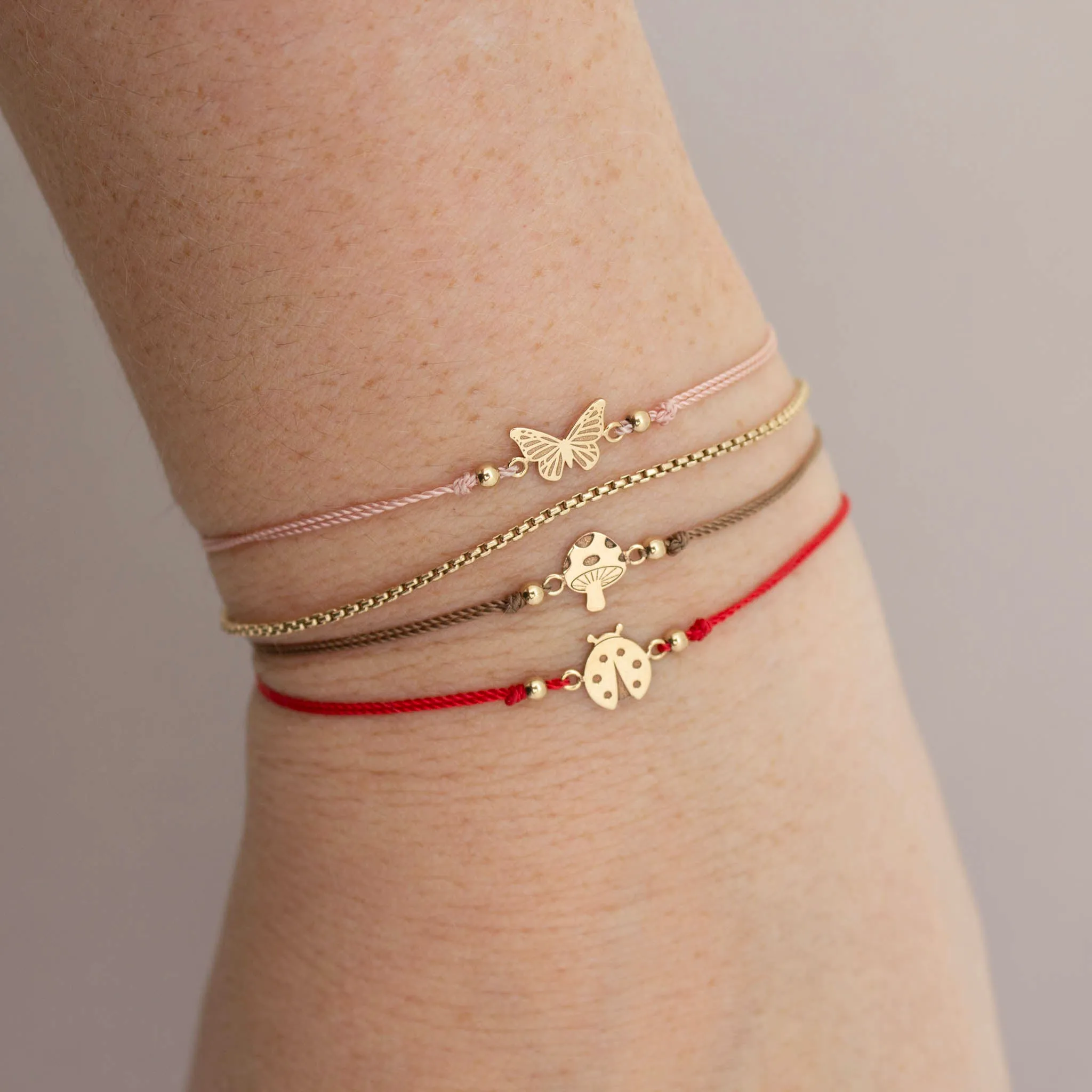 14k Midi Bitty Ladybug Cord Bracelet