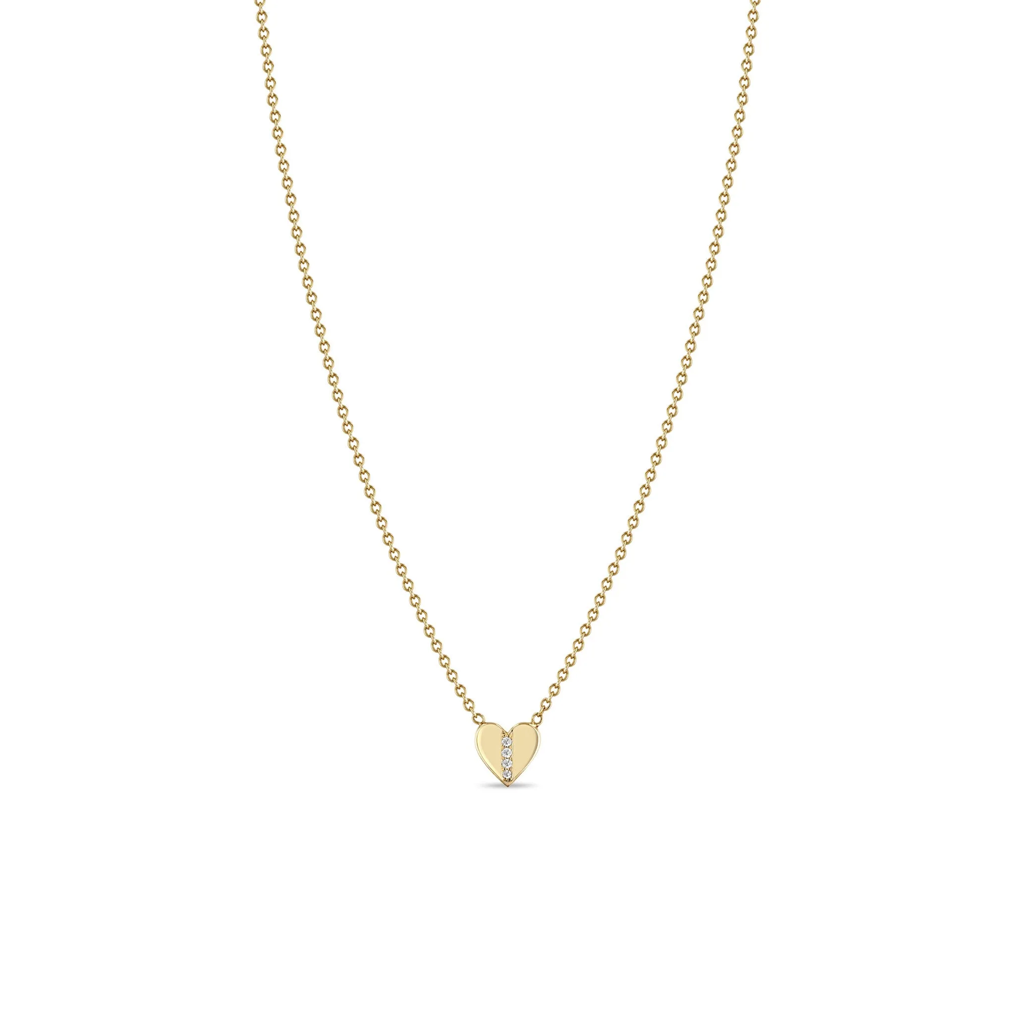 14k Midi Bitty Pavé Diamond Line Heart Necklace