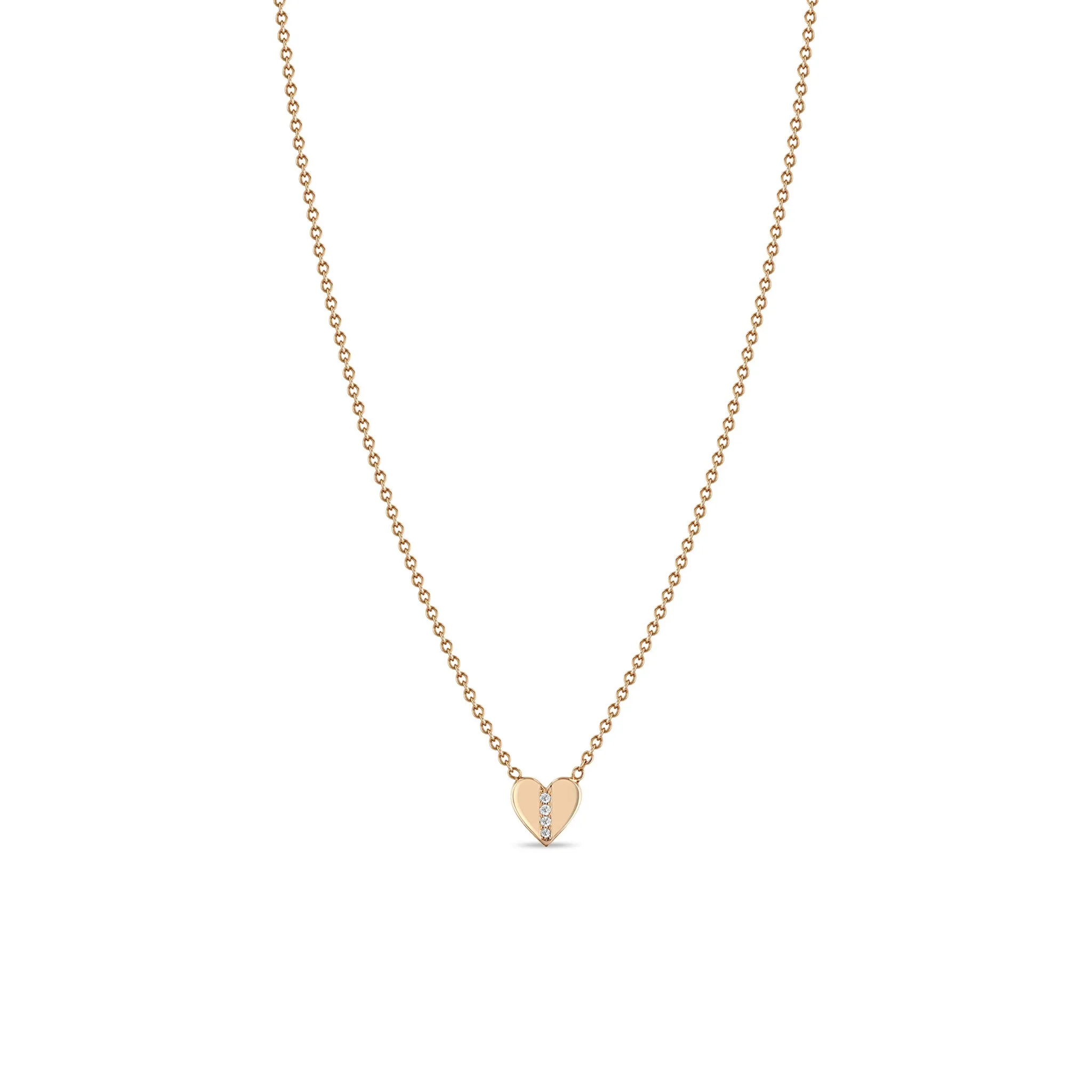 14k Midi Bitty Pavé Diamond Line Heart Necklace