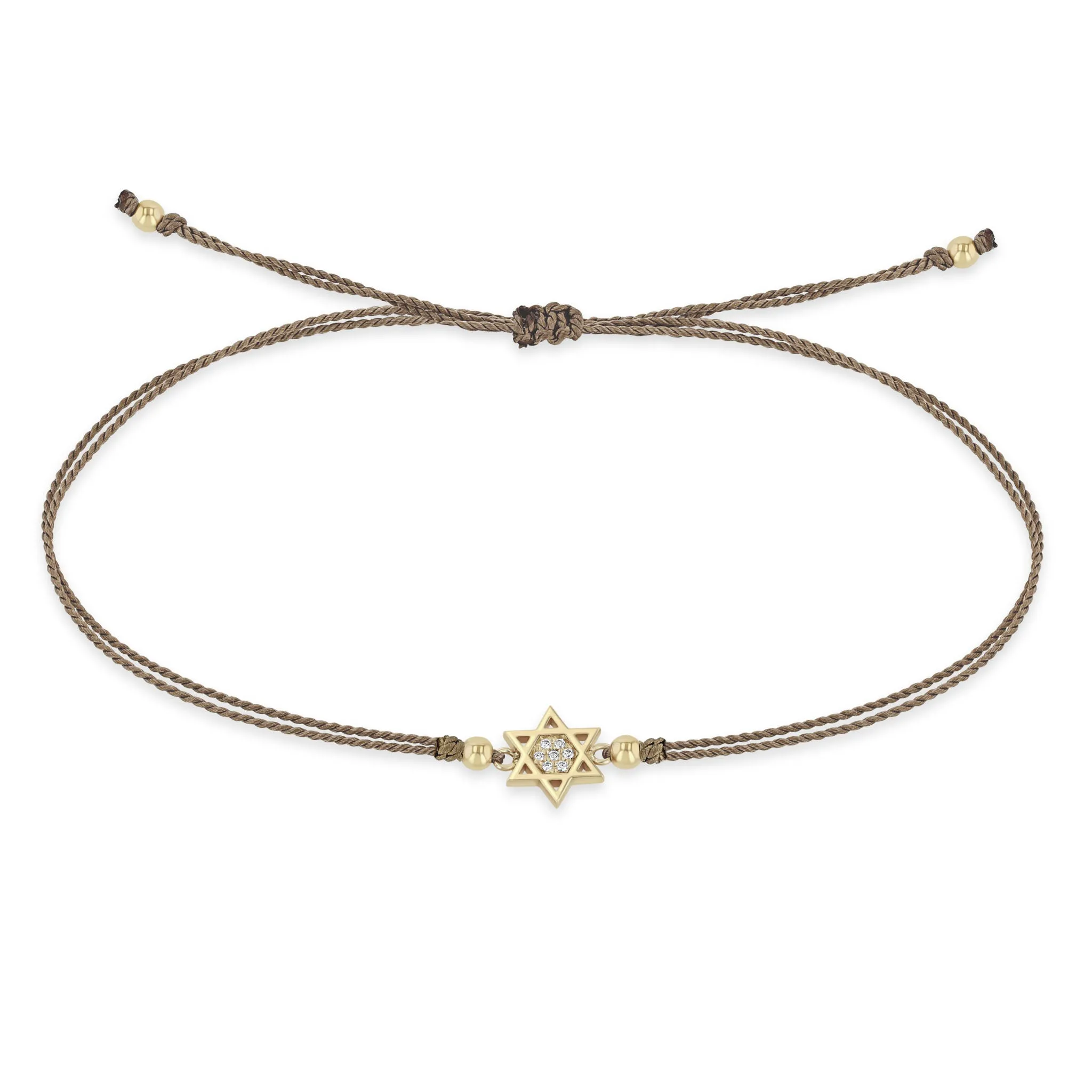 14k Midi Bitty Pavé Diamond Star of David Cord Bracelet
