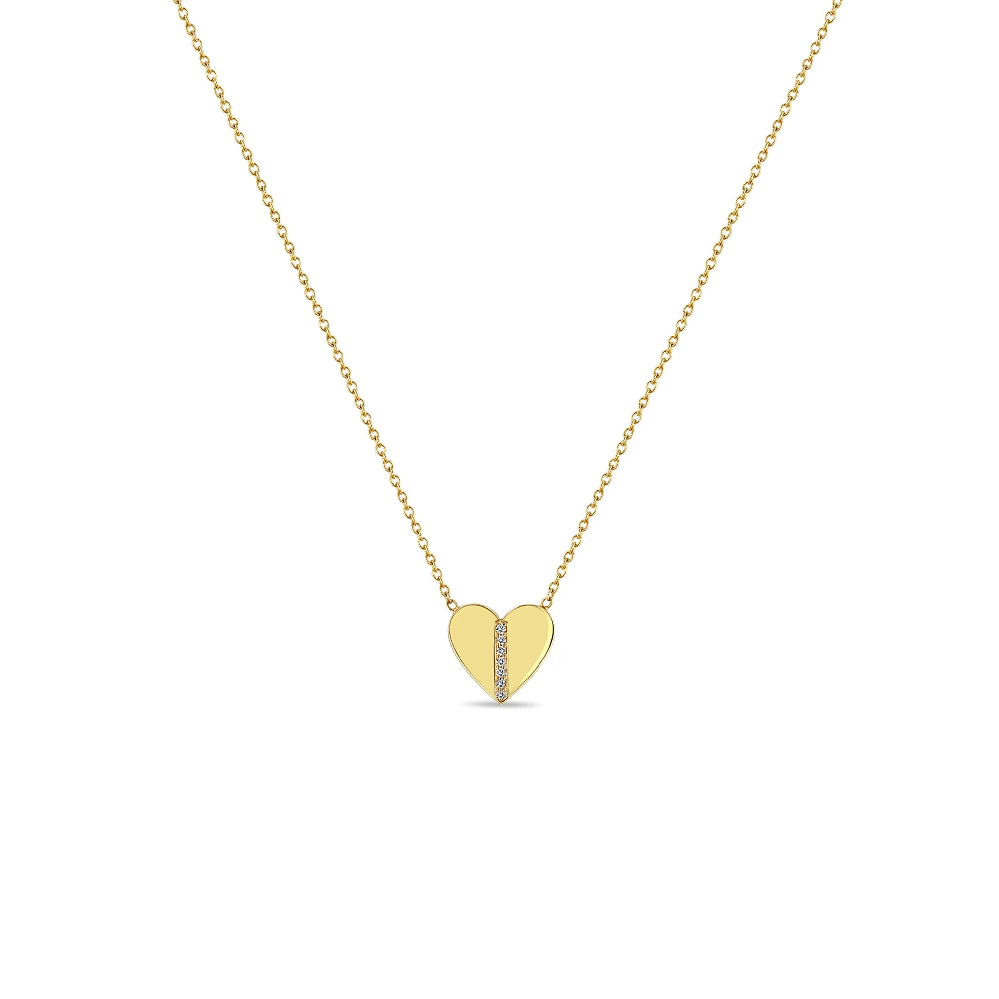 14k Pavé Diamond Line Heart Necklace