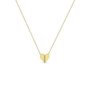 14k Pavé Diamond Line Heart Necklace