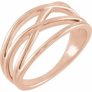 14K Rose 10.2 mm Criss-Cross Ring