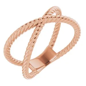 14K Rose Criss-Cross Rope Ring