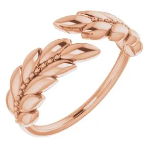 14K Rose Leaf Negative Space Ring