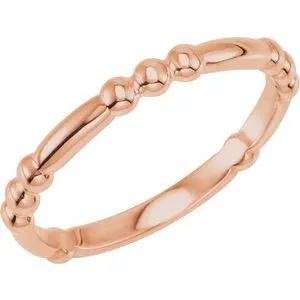 14K Rose Stackable Beaded Ring
