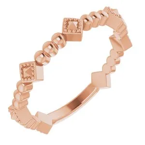 14K Rose Stackable Pyramid Ring
