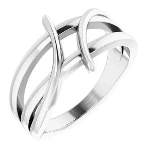 14K White 12.4 mm Freeform Bypass Ring