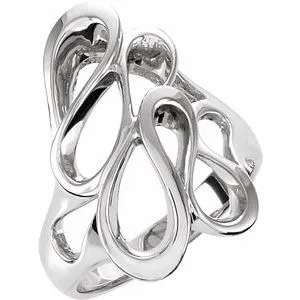 14K White 22 mm Freeform Ring
