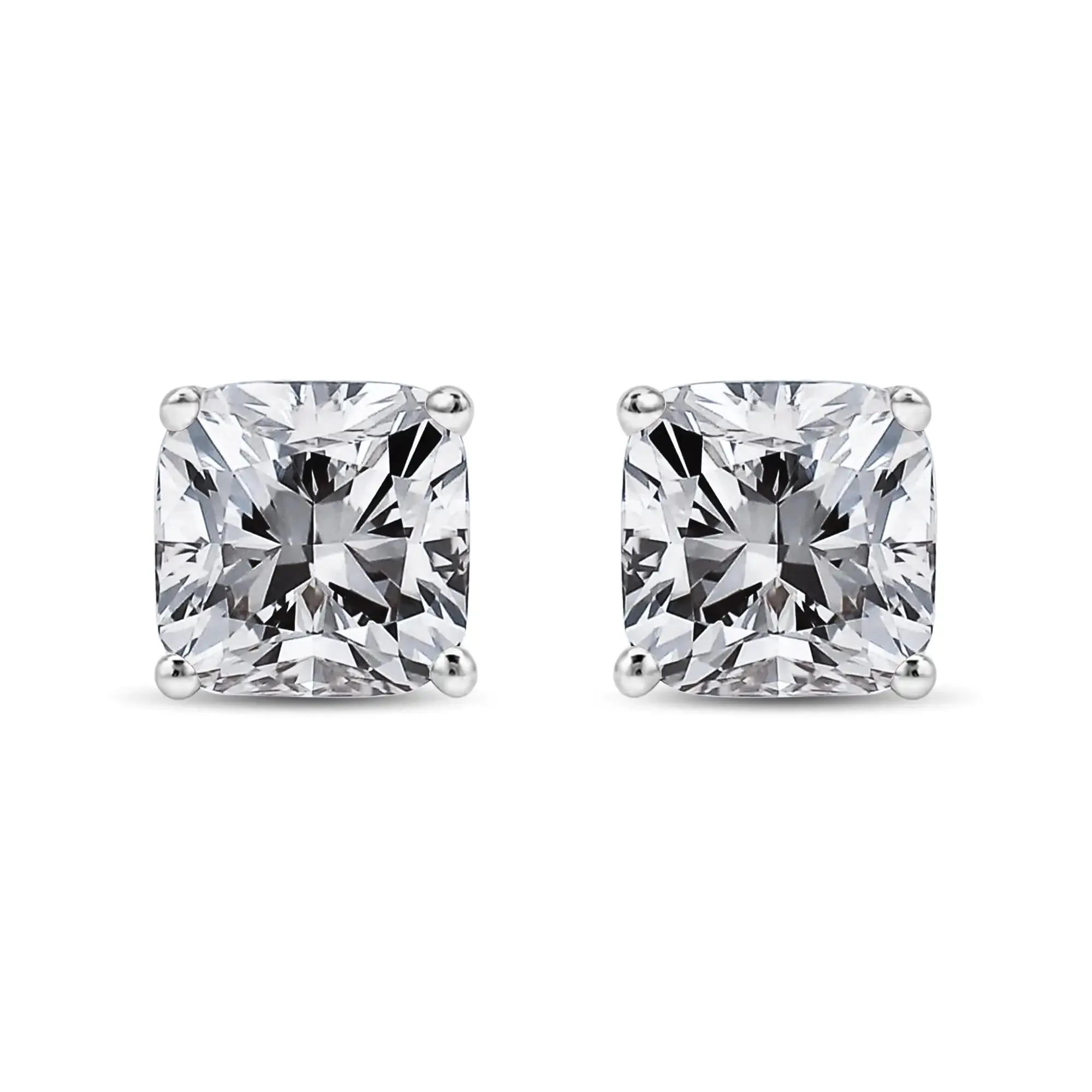 14K White Gold 1 1/2 Cttw Clarity Enhanced Princess Cut Diamond Solitaire Stud Earrings (I-J Color, I1-I2 Clarity)