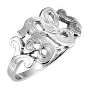 14k White Gold Initial Rings, Size 6