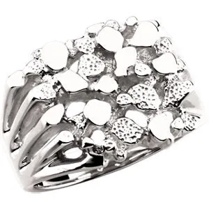 14K White Men's Nugget Ring