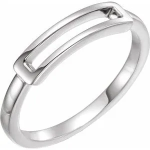 14K White Open Bar Ring