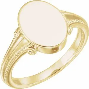 14K Yellow 13x9.65 mm Oval Signet Ring