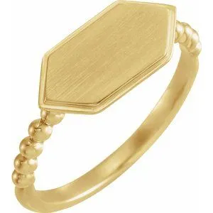 14K Yellow 15x7 mm Geometric Signet Ring