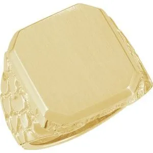 14K Yellow 18x16 mm Octagon Nugget Signet Ring