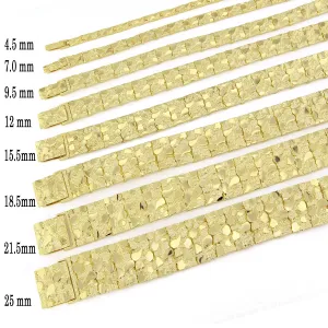 14k Yellow Gold Solid Nugget Bracelet 7"-9" 4mm to 25mm Adjustable
