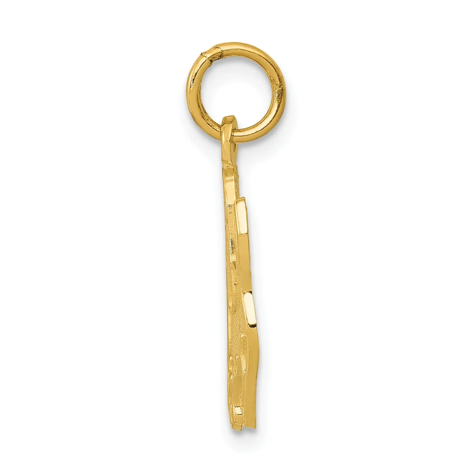 14k Yellow Gold Textured Polished Finish Dog Charm Pendant