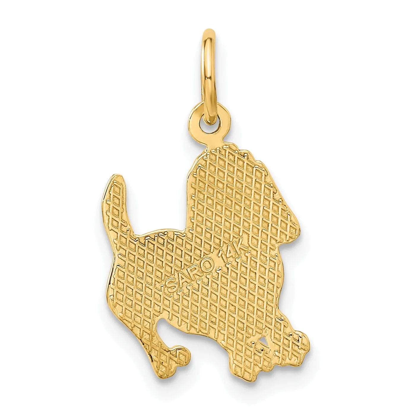 14k Yellow Gold Textured Polished Finish Dog Charm Pendant